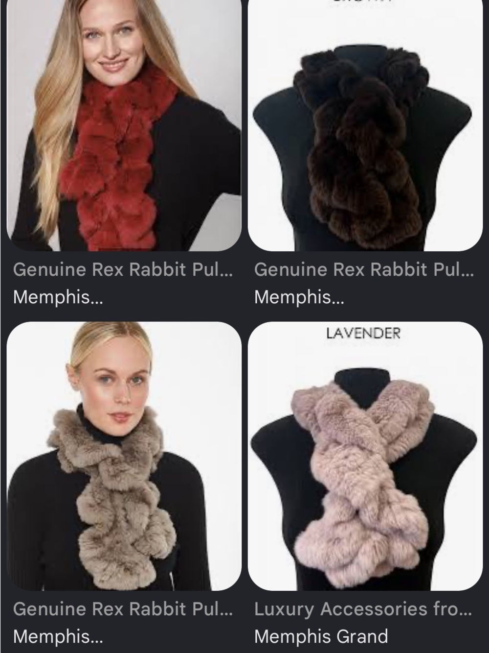 Linda Richard’s pull through Rex Rabbit Fur Scarf - purple